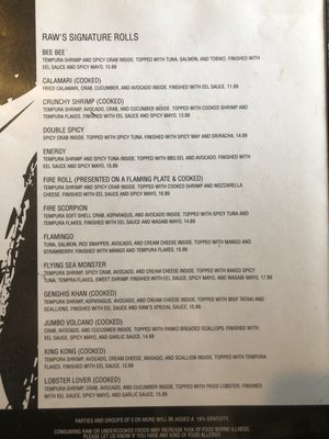 Menu photo 3 Raw Sushi Bar and Grill La Grange, KY