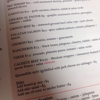 Cerdo Tacos + Tequila - Taco menu - Mexican Near Me - St. Albert, Alberta