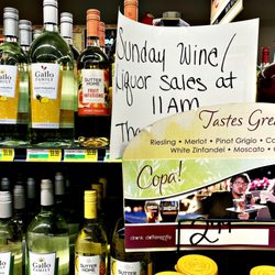 IGA - Decent selection of wine, especially beer, yet Sunday wine in Ohio after 11 as the sign says.