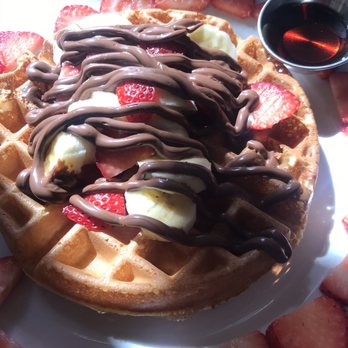Immigrant Son Caffe - Strawberry banana Nutella Belgian Waffle - New American Near Me - Ventura, California Immigrant Son Caffe - Strawberry banana Nutella Belgian Waffle - New American Near Me - Ventura, California
