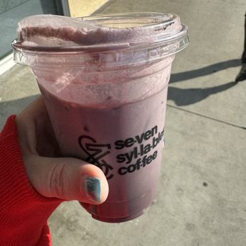 Seven Syllables Coffee - My ube coconut iced latte. No pastries avail on Mondays - Coffee Roasteries Near Me - Cerritos, California Seven Syllables Coffee - My ube coconut iced latte. No pastries avail on Mondays - Coffee Roasteries Near Me - Cerritos, California