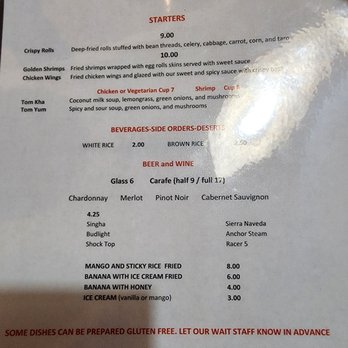 Top Thai - Lunch menu (08/2022) - Thai Near Me - Castro Valley, California