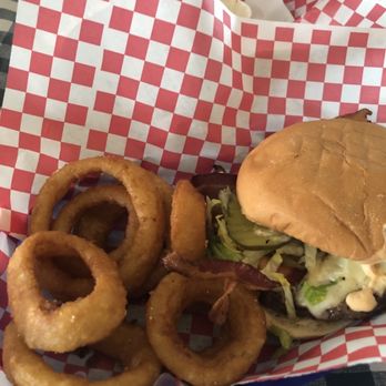 The Riverside Seafood and Grill - Burger and onion rings - Seafood Near Me - Channelview, Texas