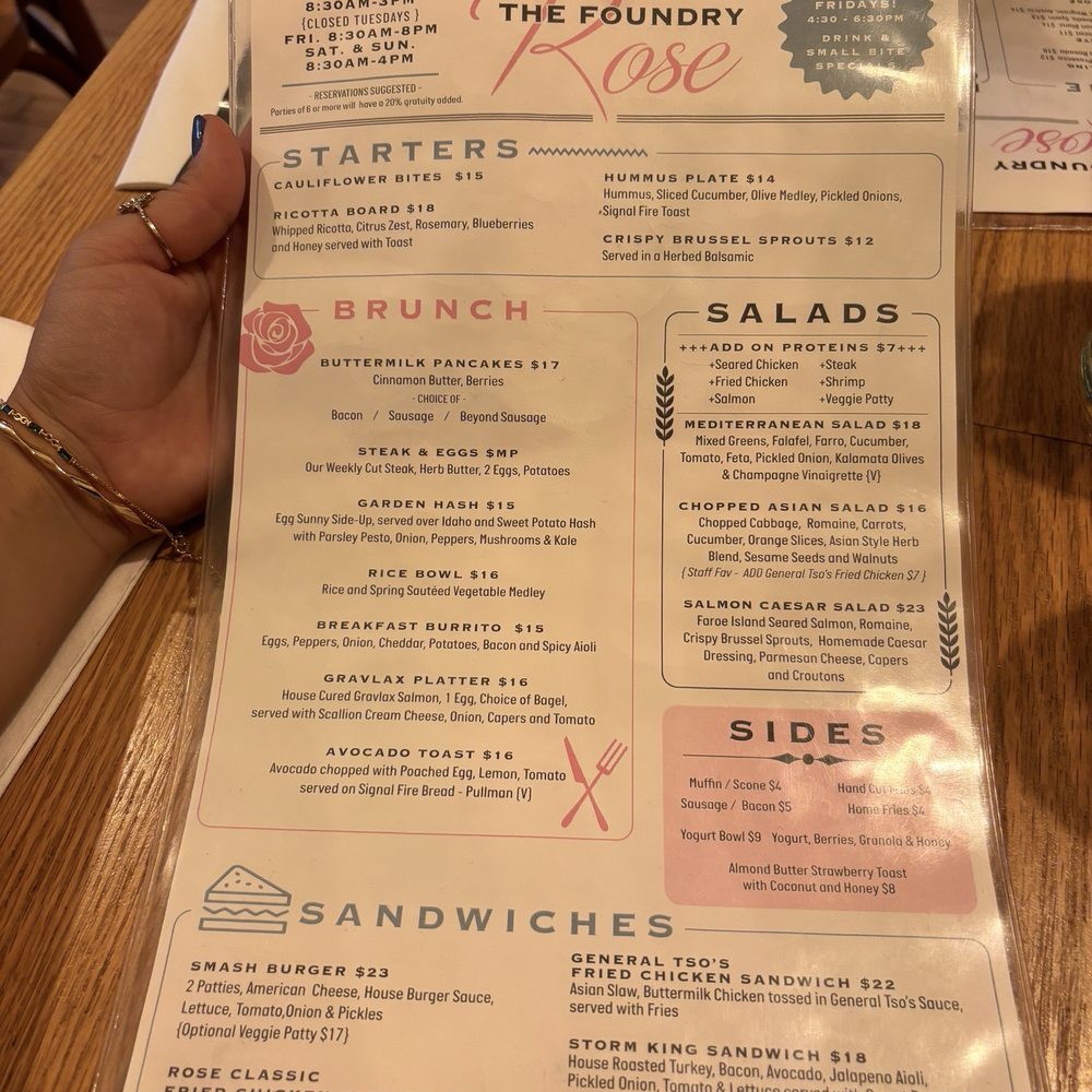 The Foundry Rose - Menu - Cafes Near Me - Cold Spring, New York