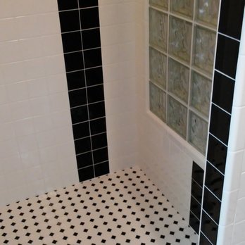 Top Notch Tile - a black and white tiled shower - General Contractors Near Me Top Notch Tile - a black and white tiled shower - General Contractors Near Me