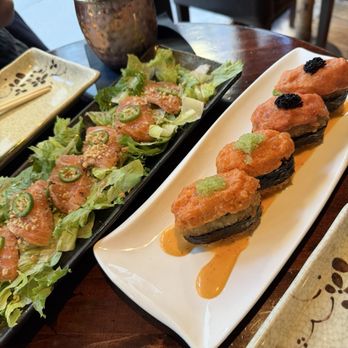 Amber - Citrus Salmon Carpaccio and Crispy Rice Volcano - Japanese Near Me - New York, New York