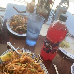 Pad Thai (front) Pad ke mow (back)