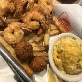 Cotton Patch Cafe - FRIED SHRIMP BASKET w/ Broccoli Rice Casserole - American Near Me - Spring, Texas