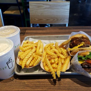 Shake Shack El Segundo - Shack Burger Double, Shack Stack, Fries and Shakes for over $30.  Kind of expensive but worth it... - Burgers Near Me - El Segundo, California