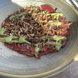 Aubaine - Beef carpaccio. It was okay; prefer the Italian style with olive oil and cracked black pepper.