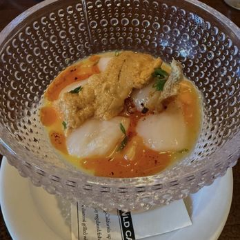 Water Grill - Denver - Nantucker Bay Scallop Crudo (added Uni) - Seafood Near Me - Denver, Colorado Water Grill - Denver - Nantucker Bay Scallop Crudo (added Uni) - Seafood Near Me - Denver, Colorado