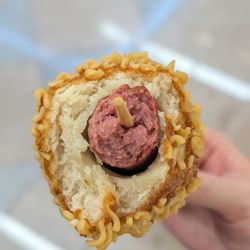 Chung Chun Rice Dog - Cross-section of my ramen chip dog. A lot of batter!