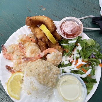 Zane's Simply Shrimp - Half garlic shrimp, half fish - Food Trucks Near Me - Haleiwa, Hawaii