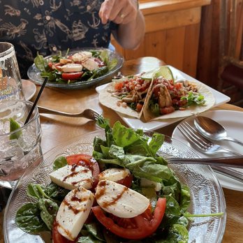 Pickford Pub - Caprese salad and fish tacos - Pubs Near Me - Rangeley, Maine