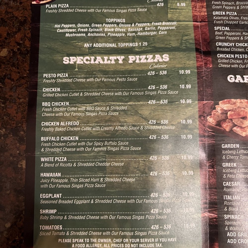 Singas Famous Pizza - Menu 10/22 - Pizza Near Me - Forest Hills, New York Singas Famous Pizza - Menu 10/22 - Pizza Near Me - Forest Hills, New York
