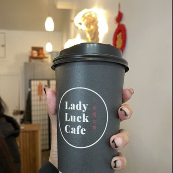 Lady Luck Cafe - Brown sugar boba milk tea (hot) - Coffee & Tea Near Me - San Francisco, California Lady Luck Cafe - Brown sugar boba milk tea (hot) - Coffee & Tea Near Me - San Francisco, California