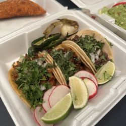 MexiRican Food Truck - Steak chorizo and al pastor tacos