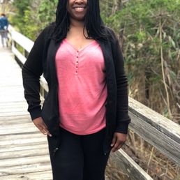 Gail B on the boardwalk to The Fire  Island Light  House