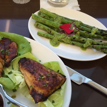 Cat Cora's Kitchen - Fish "gyro" with branzino and asparagus. - New American Near Me - San Francisco, California Cat Cora's Kitchen - Fish "gyro" with branzino and asparagus. - New American Near Me - San Francisco, California