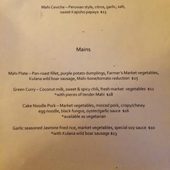 Moon & Turtle - Today's menu at Full Moon cafe in Hilo  for dinner. Changes daily! (-; - Seafood Near Me - Hilo, Hawaii