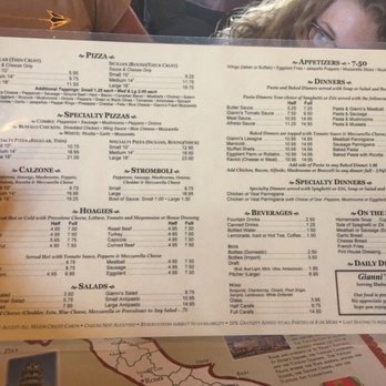 Gianni's Pizza - Menu Apr 2017 - Pizza Near Me - Hudson, Florida