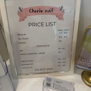 Cherie Nail - Menu 8/2025 - Nail Salons Near Me - Los Angeles, California