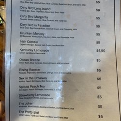 The Dirty Bird Bar and Grill - Cocktail menu!
