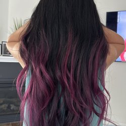 Salon9 Beauty&Barber - Before: outgrown purple from previous attempts to lighten with another master blonder