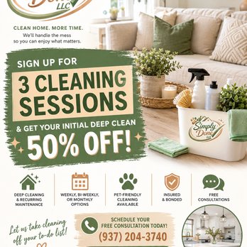 Simply Done - Amazing Deal! Limited time offer! Limited spots available! So CALL NOW for your free consultation! - Home Cleaning Near Me - Dayton, Ohio Simply Done - Amazing Deal! Limited time offer! Limited spots available! So CALL NOW for your free consultation! - Home Cleaning Near Me - Dayton, Ohio