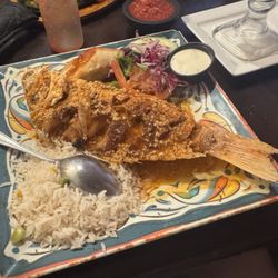 Costa Del Mar Mexican Grill & Seafood - Huachinango Frito al Gusto Al Aja (Whole Red Snapper w/ garlic sauce)