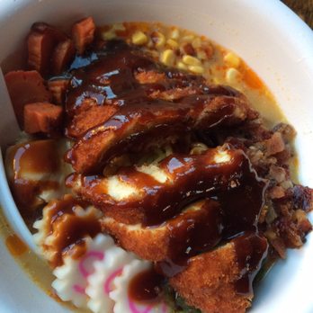 Sosoba - Mr. Karl Katsu ($12) - Ramen, Panko Chicken, Hoisin, Narutomaki, Corn, Carrot, Soft Egg, Bacon, Nori, Corn + Miso Broth - Ramen Near Me - Flagstaff, Arizona