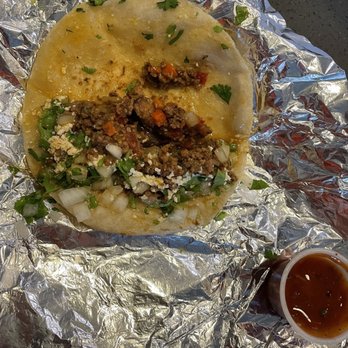 Tacos A Go Go Greenway - Picadillo Taco on flour - Tacos Near Me - Houston, Texas Tacos A Go Go Greenway - Picadillo Taco on flour - Tacos Near Me - Houston, Texas