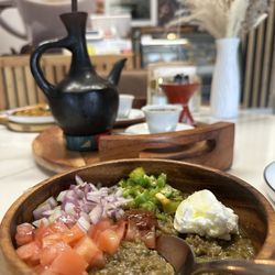 Regular foul and Ethiopian coffee in the background