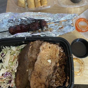 Caribbean Haven - Jerk Plate, skewers, lumpia and jerk sauce - Caribbean Near Me - Ventura, California