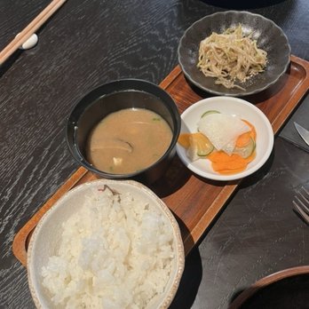 Little Plum - Rice, miso soup, tsukemono (pickled veggies), and namul (blanched sprouts) - Asian Fusion Near Me - Honolulu, Hawaii Little Plum - Rice, miso soup, tsukemono (pickled veggies), and namul (blanched sprouts) - Asian Fusion Near Me - Honolulu, Hawaii