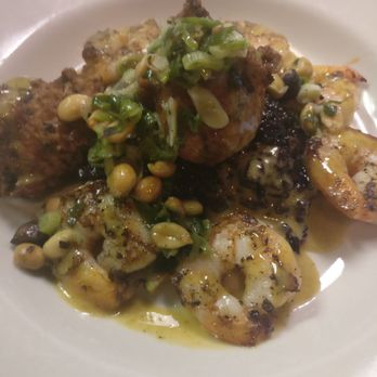 Fire and Wine - Seared shrimp and crab fritter or black rice. - Southern Near Me - Vero Beach, Florida Fire and Wine - Seared shrimp and crab fritter or black rice. - Southern Near Me - Vero Beach, Florida