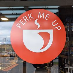 Perk Me Up - It is a small sign on the window, but at least it lets you know where in the hospital to go