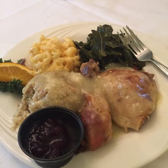 The Swanson - Baked chicken with gravy, stuffing, collard greens, and Mac n' cheese... - Southern Near Me - Perry, Georgia The Swanson - Baked chicken with gravy, stuffing, collard greens, and Mac n' cheese... - Southern Near Me - Perry, Georgia