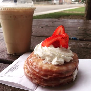 The Bears Den - Hazelnut iced coffee and a glazed cronut - Bakeries Near Me - Selma, California The Bears Den - Hazelnut iced coffee and a glazed cronut - Bakeries Near Me - Selma, California