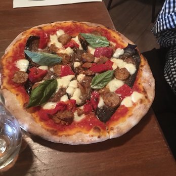 Capizzi - Pizza with Italian sausage, pepperoni, roasted peppers and roasted eggplants - Pizza Near Me - New York, New York Capizzi - Pizza with Italian sausage, pepperoni, roasted peppers and roasted eggplants - Pizza Near Me - New York, New York