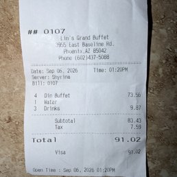 Receipt for 4 adults, in which 3 were seniors, refused senior discount, forced to pay full price
