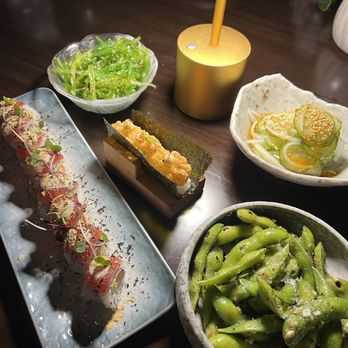 Norikase - Edamame Wakame Pickled cucumber Ebi hand roll And I can't remember which roll this is.... - Sushi Bars Near Me - Jacksonville, Florida Norikase - Edamame Wakame Pickled cucumber Ebi hand roll And I can't remember which roll this is.... - Sushi Bars Near Me - Jacksonville, Florida