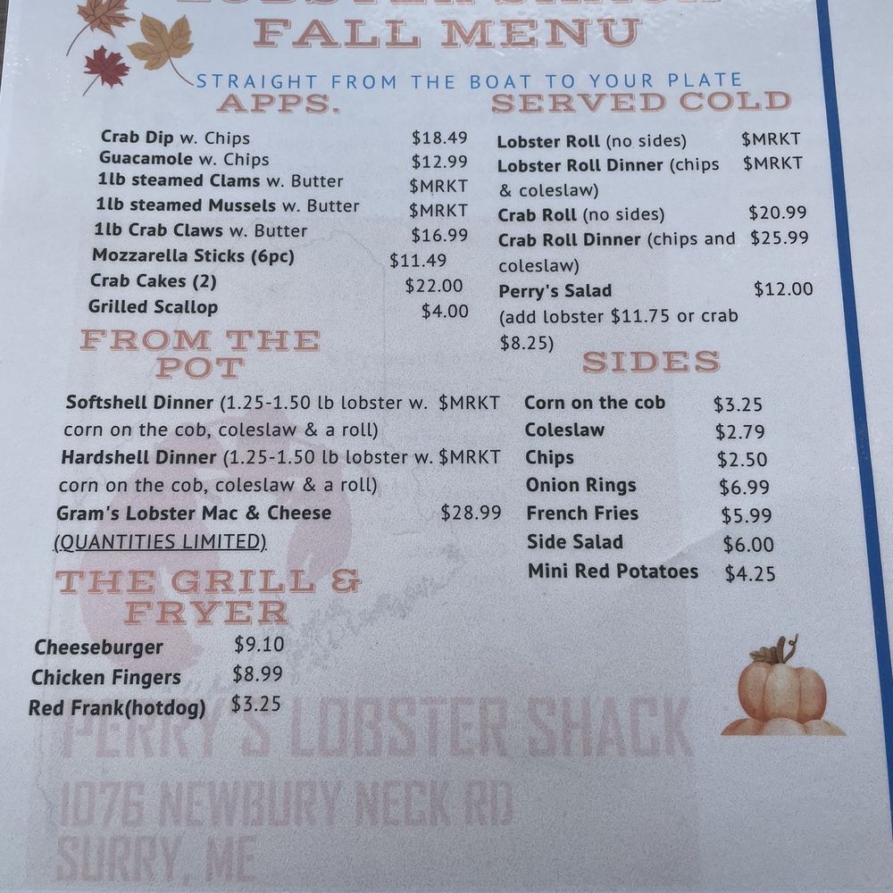Perry's Lobster Shack - Menu - Seafood Near Me - Surry, Maine Perry's Lobster Shack - Menu - Seafood Near Me - Surry, Maine