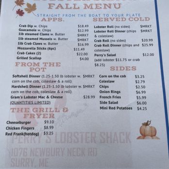 Perry's Lobster Shack - Menu - Seafood Near Me - Surry, Maine