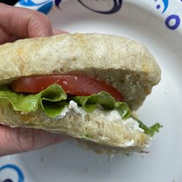 Chicken salad sandwich on jalapeño hoagie Chicken salad sandwich on jalapeño hoagie