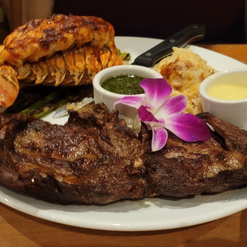 MB Grille - Rib eye steak with added lobster. The lobster was amazing. The steak was good too but smaller than I expected it to be. - New American Near Me - Simi Valley, California MB Grille - Rib eye steak with added lobster. The lobster was amazing. The steak was good too but smaller than I expected it to be. - New American Near Me - Simi Valley, California