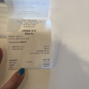 Teru Tea Cafe - My receipt - Coffee & Tea Near Me - Las Vegas, Nevada Teru Tea Cafe - My receipt - Coffee & Tea Near Me - Las Vegas, Nevada