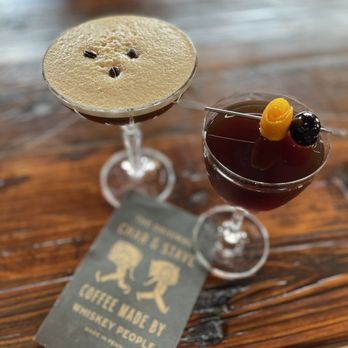 Char and Stave - two cocktails on a table - Distilleries Near Me - Ardmore, Pennsylvania