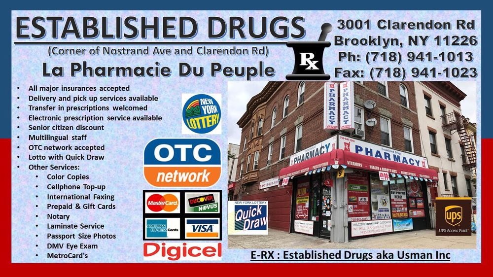 ESTABLISHED DRUGS Updated October 2024 3001 Clarendon Rd, Brooklyn