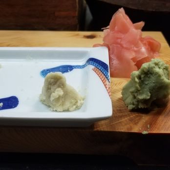 Kiku Japanese Restaurant - Fresh grated wasabi to left, colored horseradish to right - Japanese Near Me - Pittsburgh, Pennsylvania Kiku Japanese Restaurant - Fresh grated wasabi to left, colored horseradish to right - Japanese Near Me - Pittsburgh, Pennsylvania
